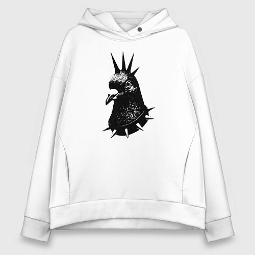Женское худи оверсайз Панк голубь / Белый – фото 1