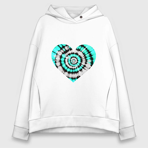 Женское худи оверсайз Сердце Тай Дай / Белый – фото 1