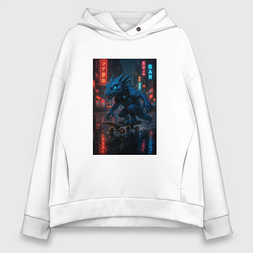 Женское худи оверсайз Дракон на Колесах / Белый – фото 1