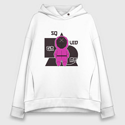 Толстовка оверсайз женская Абстракция с персонажем сериала игра в кальмара, цвет: белый