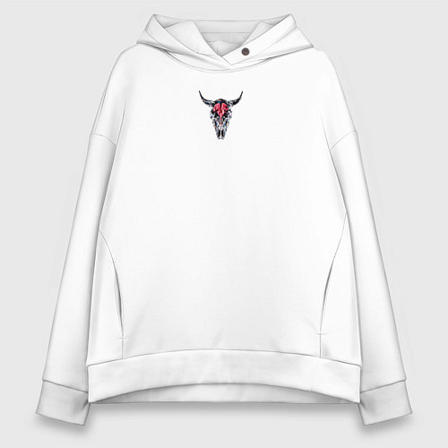 Женское худи оверсайз Пиксельный череп / Белый – фото 1