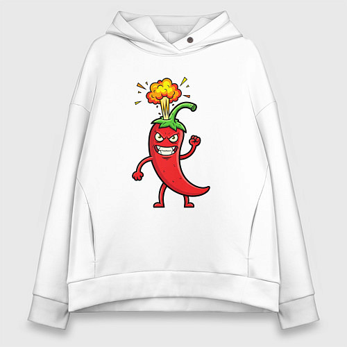 Женское худи оверсайз Обжигающий чили / Белый – фото 1