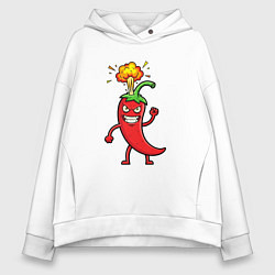 Толстовка оверсайз женская Обжигающий чили, цвет: белый
