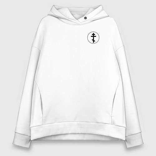 Женское худи оверсайз За правду горой круглый орнамент / Белый – фото 1