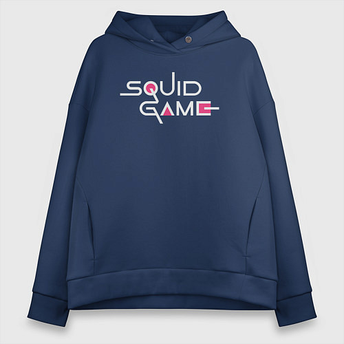 Женское худи оверсайз Squid game logo / Тёмно-синий – фото 1