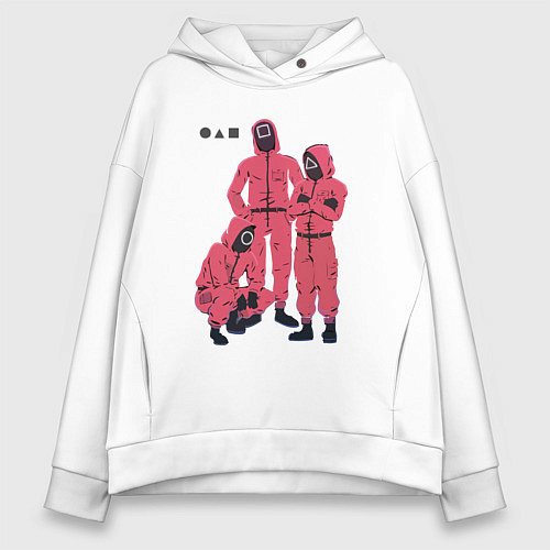 Женское худи оверсайз Squid game guys / Белый – фото 1
