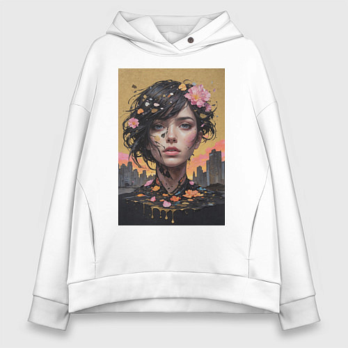 Женское худи оверсайз Городская муза / Белый – фото 1