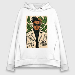 Толстовка оверсайз женская XXXTentacion и доллары, цвет: белый