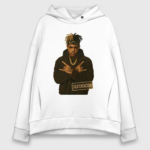 Женское худи оверсайз XXXTentacion с золотой цепью / Белый – фото 1