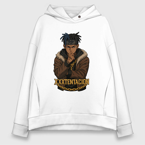 Женское худи оверсайз XXXTentacion задумчивый / Белый – фото 1
