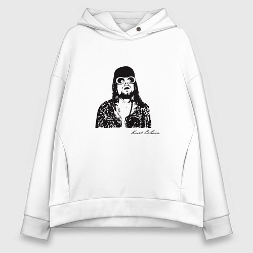 Женское худи оверсайз Арт Курт Кобейн / Белый – фото 1