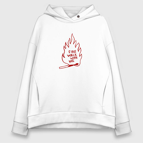 Женское худи оверсайз Fire Walk With Me / Белый – фото 1