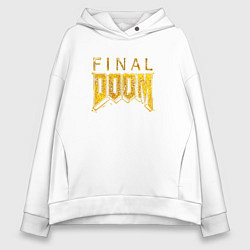 Толстовка оверсайз женская Doom final gold logo, цвет: белый