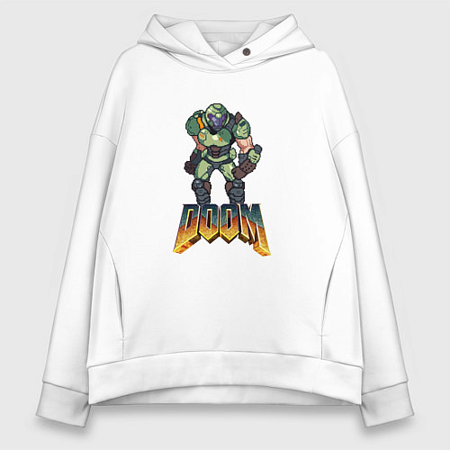 Женское худи оверсайз Doom солдат марса / Белый – фото 1