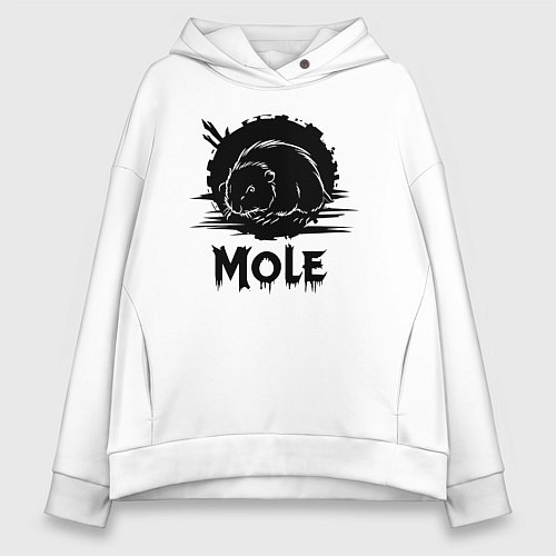 Женское худи оверсайз Крот в круге / Белый – фото 1
