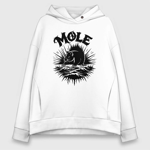 Женское худи оверсайз Крот в стиле готика / Белый – фото 1