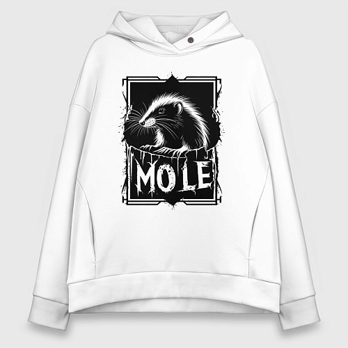 Женское худи оверсайз Крот в рамке / Белый – фото 1