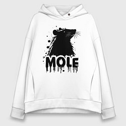 Толстовка оверсайз женская Крот в черных каплях, цвет: белый