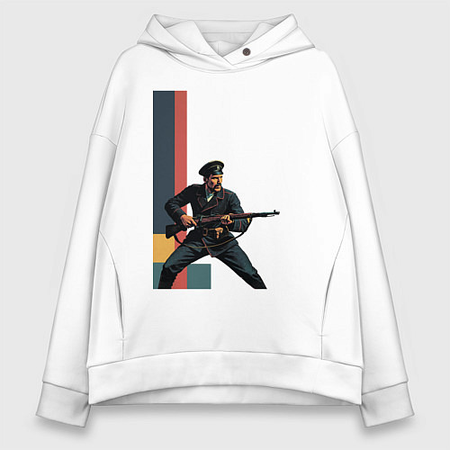 Женское худи оверсайз Поп-арт, белогвардеец / Белый – фото 1