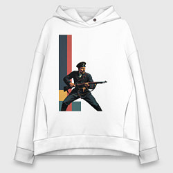 Толстовка оверсайз женская Поп-арт, белогвардеец, цвет: белый