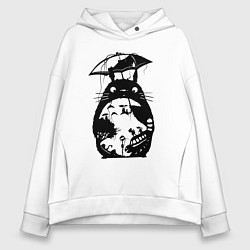 Толстовка оверсайз женская Тоторо Мэй Сацуки котобус, цвет: белый