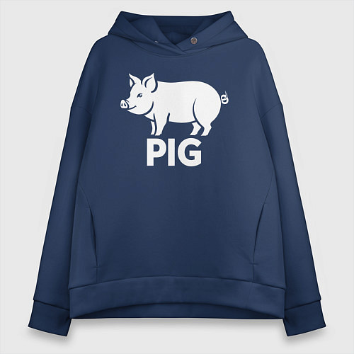 Женское худи оверсайз Городская Свинья / Тёмно-синий – фото 1