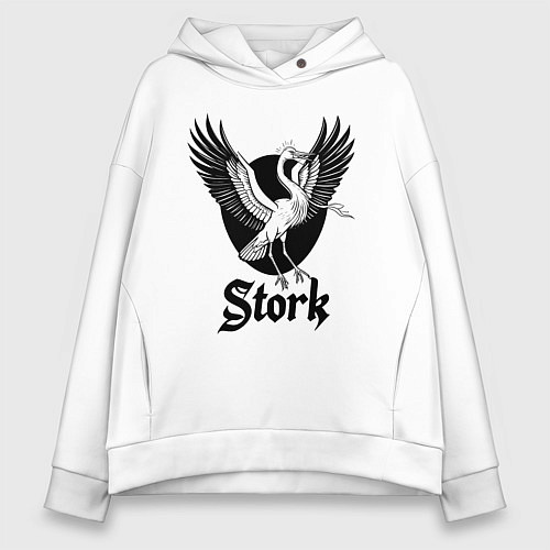 Женское худи оверсайз Аист в полёте / Белый – фото 1