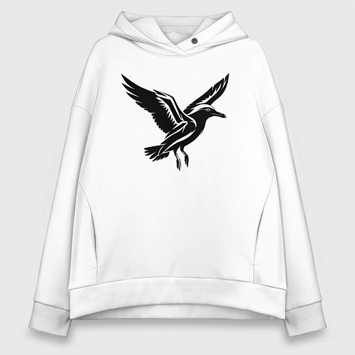 Женское худи оверсайз Летящая чайка / Белый – фото 1