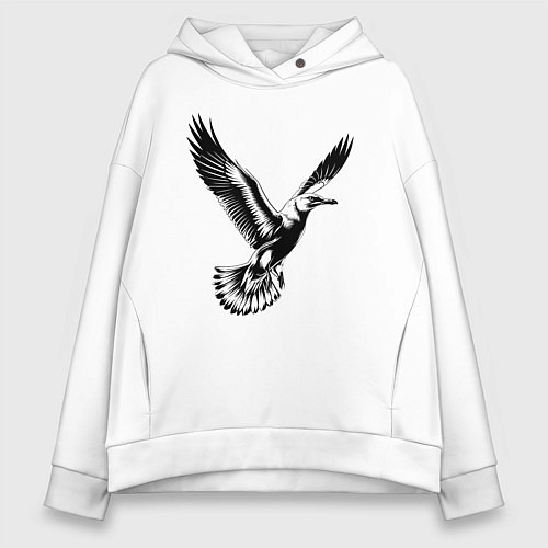 Женское худи оверсайз Полет чайки / Белый – фото 1