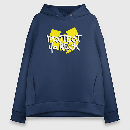 Женское худи оверсайз Protect ya neck Wu-Tang / Тёмно-синий – фото 1