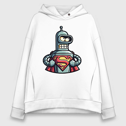 Женское худи оверсайз Super Bender meme / Белый – фото 1