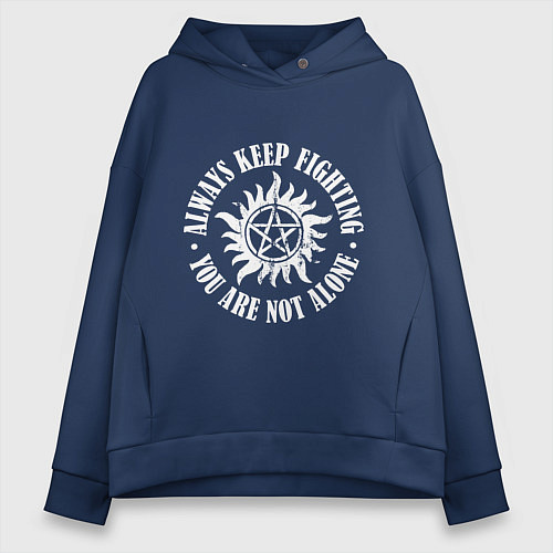 Женское худи оверсайз Оберег братьев Винчестеров - Сверхъестественное / Тёмно-синий – фото 1