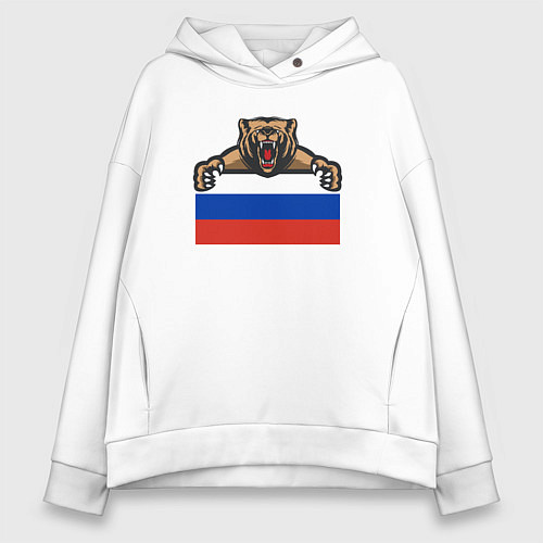 Женское худи оверсайз Russian bear / Белый – фото 1