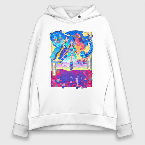 Женское худи оверсайз KPop Demon Hunters and Saja Boys / Белый – фото 1