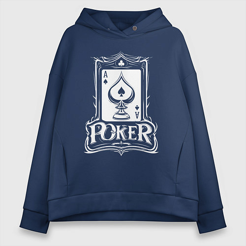 Женское худи оверсайз Покер туз пик / Тёмно-синий – фото 1