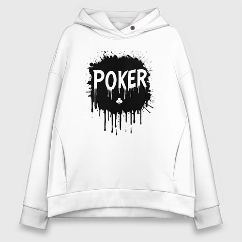 Женское худи оверсайз Покер с каплями краски / Белый – фото 1
