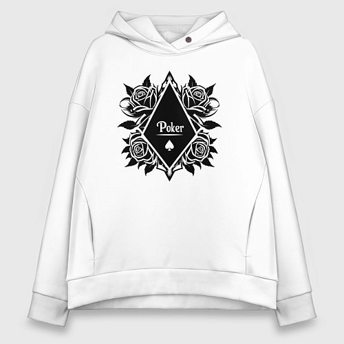 Женское худи оверсайз Розы и пики / Белый – фото 1