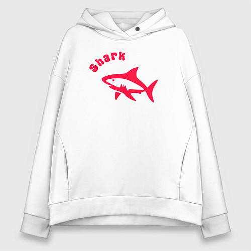 Женское худи оверсайз Акула-красный силуэт / Белый – фото 1