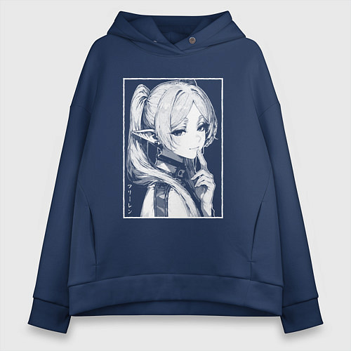 Женское худи оверсайз Фрирен - портрет / Тёмно-синий – фото 1