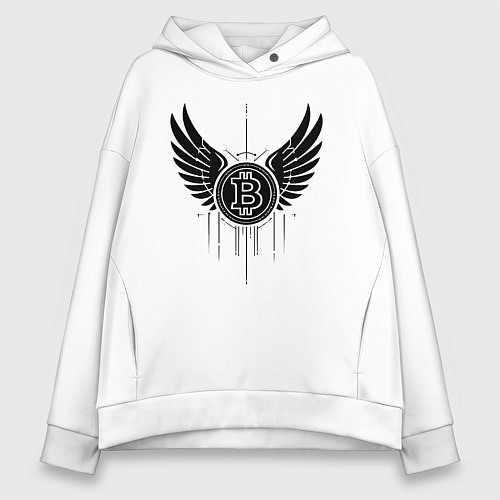 Женское худи оверсайз Крылья биткоина / Белый – фото 1