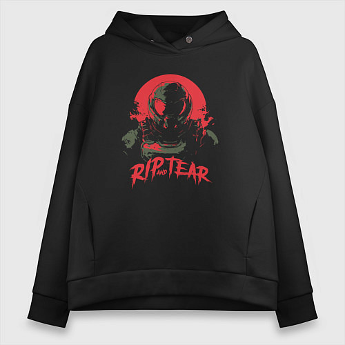 Женское худи оверсайз Rip and tear / Черный – фото 1