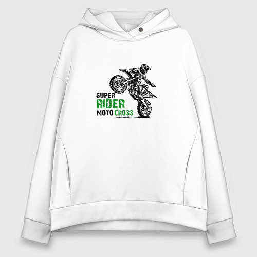 Женское худи оверсайз Super rider moto cross / Белый – фото 1