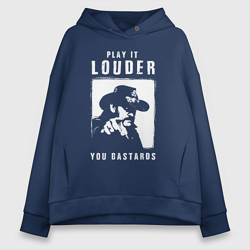 Женское худи оверсайз Лемми - сделайте громче ублюдки / Тёмно-синий – фото 1