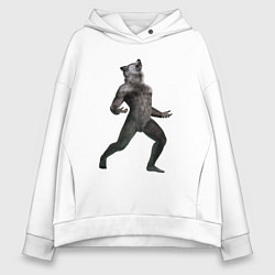 Толстовка оверсайз женская Ночной оборотень, цвет: белый