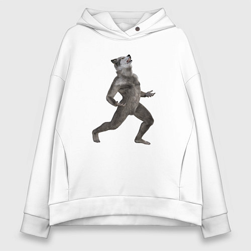 Женское худи оверсайз Оборотень воет / Белый – фото 1