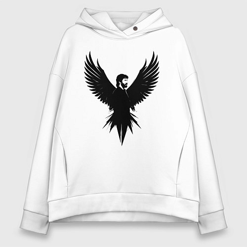 Женское худи оверсайз Крылатый Чак Норрис / Белый – фото 1