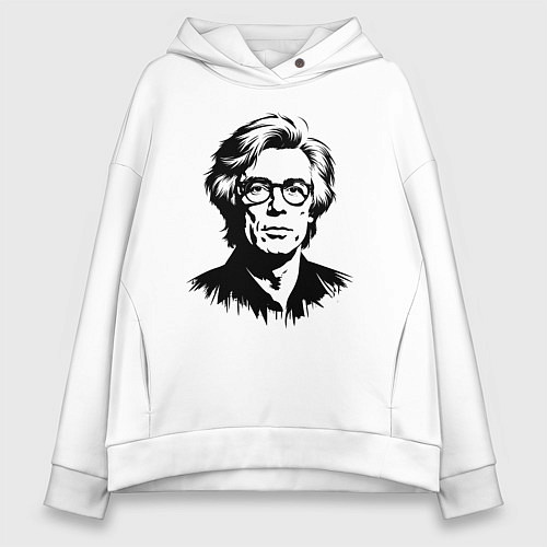 Женское худи оверсайз Энди Уорхол черный портрет / Белый – фото 1