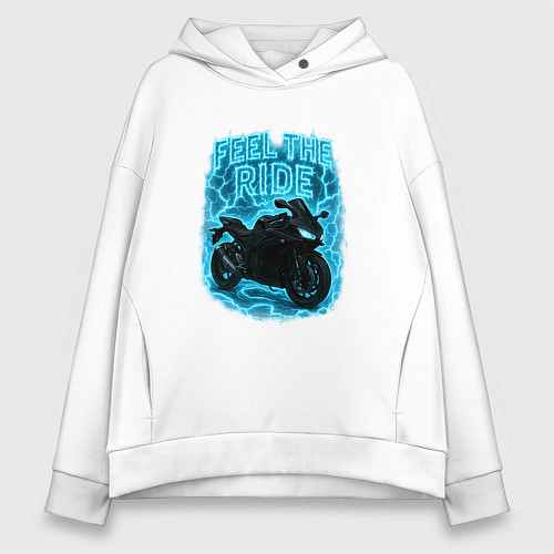 Женское худи оверсайз Feel the ride / Белый – фото 1