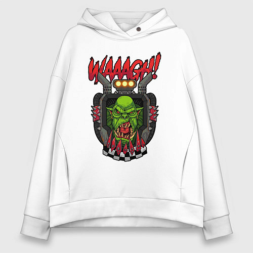 Женское худи оверсайз Warhammer orc waaagh / Белый – фото 1