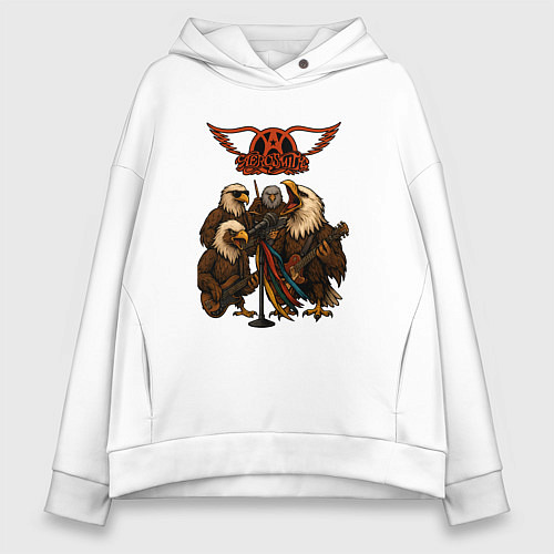 Женское худи оверсайз Aerosmith в виде орлов / Белый – фото 1